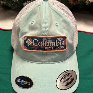 New Women's Columbia PFG Ponytail Patch Snap Back Cap Teal blue Hat